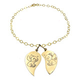 Pulsera Corazon Stitch Pareja Baño Oro 24k Plata 925