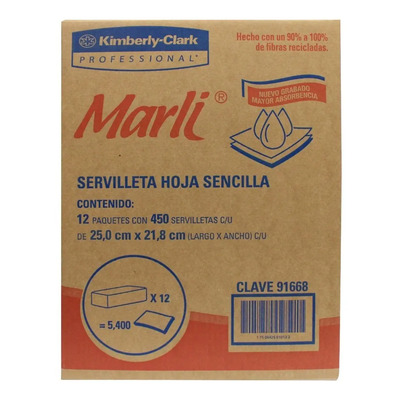 Servilleta Marli Tradicional Caja 5,400 Piezas, 12\u002F450hjs | Envío gratis