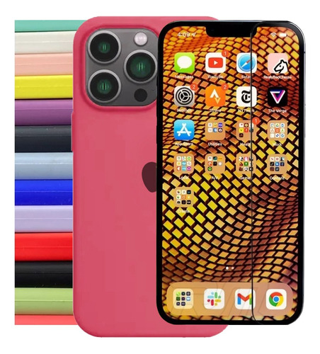 Capinha Rosa Chiclete Silicone Compatível Com iPhone 7 Ao 13