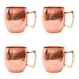 Kit 4 Canecas De Cobre Moscow Mule 300 Ml