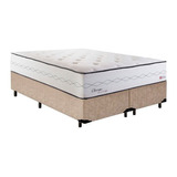 Conjunto Cama Box Bege + Colchão King Herval Mola 193x203x72