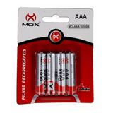 4 Pilhas Palito Recarregável Mox Aaa 1000mah Pilha Palito