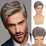 Swiking Peluca Corta Para Hombre, Color Gris, Lacio, Natural