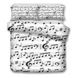 3pcs Bedding Set 3d Musical Note Printed King Queen Duv...