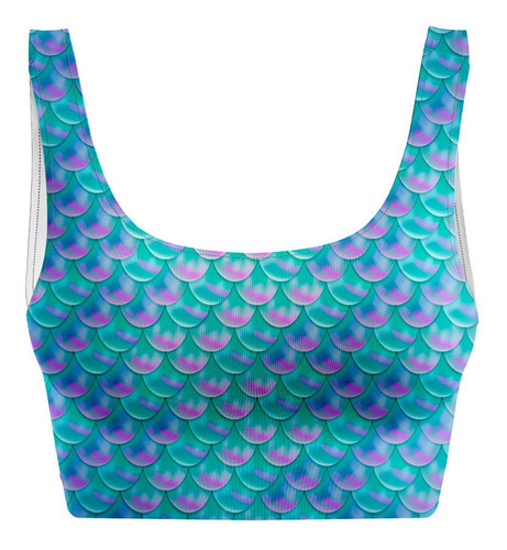 Blusa Top Regata  Estampado Raveup Escamas De Sereia