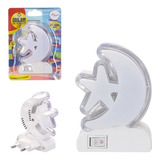  Abajur Luminaria Tomada Quarto Infantil Bebe Lua Estrela 