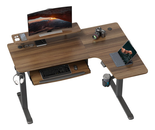 Eureka Ergonomic 61  Standing Desk With Keyboard Tray, L Sh.