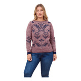 Sweater Dama Jacquard En Delantera, Con Cuello Bote Art. 279