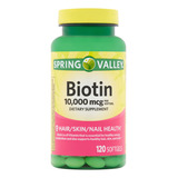 Biotina 10,000 Mcg Cabelo & Unha Spring Valley 120 Cápsulas
