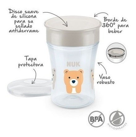 Vaso Nuk Bebe Magic Cup 250 Ml +8 Meses 360 Antigoteo