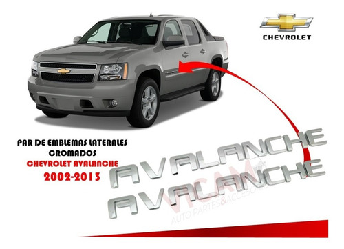 Par De Emblemas Laterales Chevrolet Avalanche 02-13 Cromados