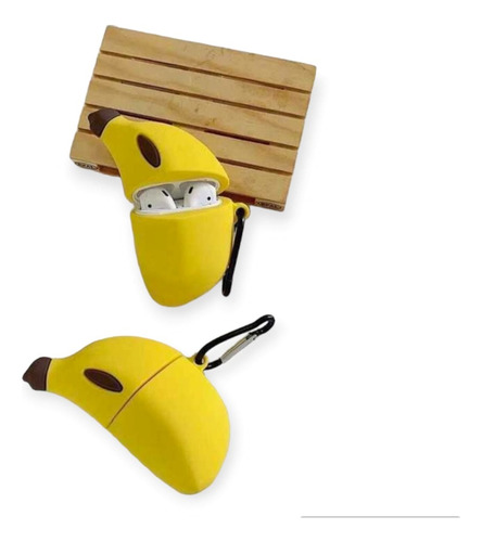Funda Silicon Uso Rudo Animada Banana Compatible Con AirPods