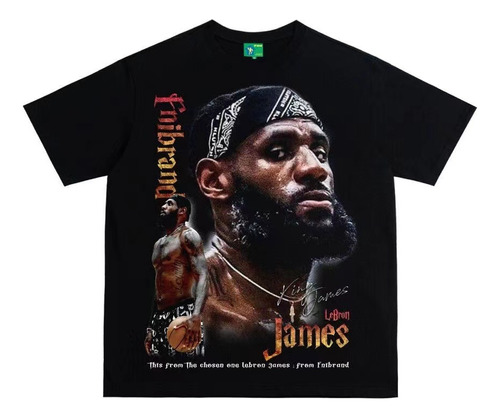 Playera Negro Oversized Lebron James Manga Corta Hombre Nba1