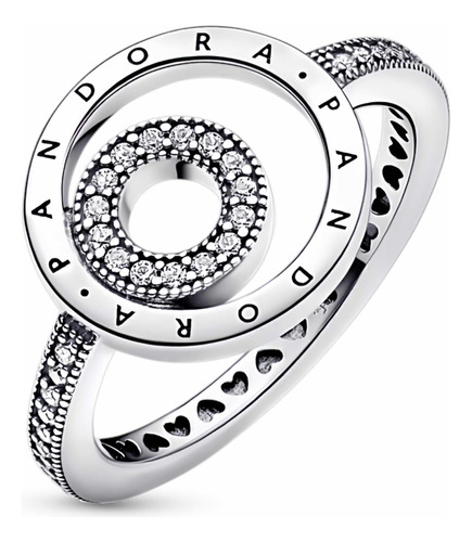 Anillo Pandora Original Circulo Pave Con Logotipo Signature