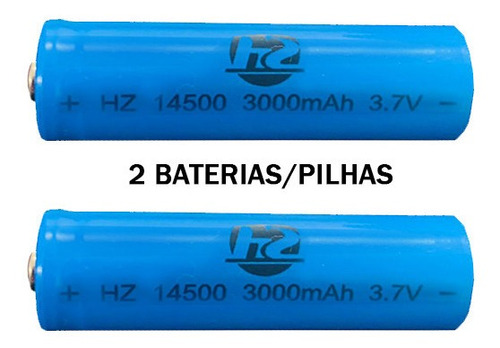 Kit 2 Bateria Pilha Recarregável 14500 3000 Mah 3.7v Litio