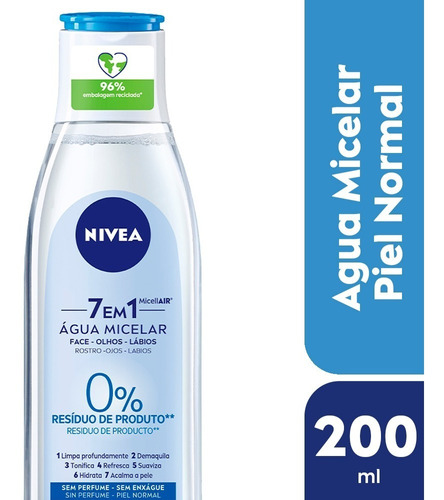 Agua Micelar 7 En 1 Nivea Micellair Piel Normal X 200 Ml