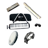 Bandinha Musical Kit 6 Instrumentos Escaleta Flauta Pandeiro