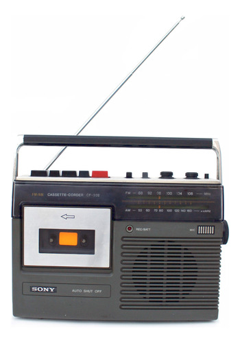 Antigo Rádio Cassete-corder Sony Cf302 Am Fm Pilha Energia