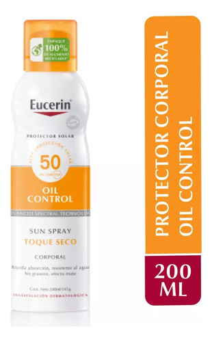 Protector Solar Toque Seco Spray. Eucerin 200ml