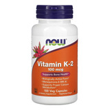 Vitamina K2 100mcg Now Foods 100veg Caps Sabor Sem Sabor