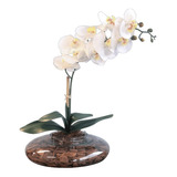 Arranjo De Orquídea Branca De Silicone No Vaso Vidro Transp