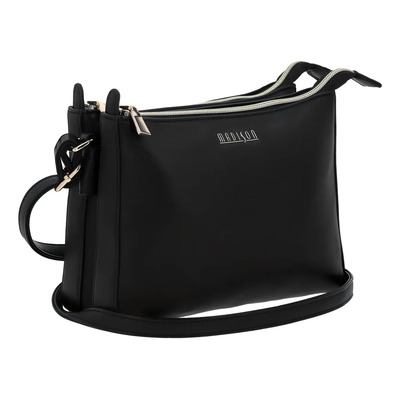 Bolso Crossbody Chenson Madison Modelo Floresia Md25113-3 Acabado De Los Herrajes Níquel Color Negro Correa De Hombro Negro Diseño De La Tela Liso | Envío gratis