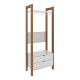 Guarda Roupa Closet Az1011 Tecnomobili Marrom Branco