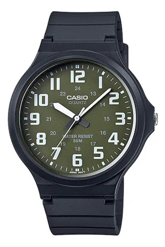 Reloj Casio Hombre Caballero Mw-240 Analogico Correa Caucho Color Del Fondo Verde Oscuro Con Blanco Mw2403b