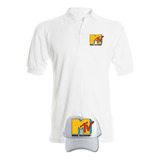 Camiseta Tipo Polo Mtv Music Obsequio Gorra Serie White