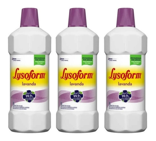 Kit 5 Desinfetante Bactericida  Lysoform Lavanda 1 Litro 