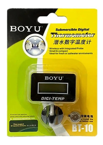 Termômetro De Temperatura Digital Boyu Bt-10 Para Aquários Cor Preto