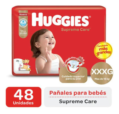 Pañales Huggies Supreme Care M G Xg Xxg Xxxg Género Sin Género Tamaño Extra Extra Extra Grande (xxxg)