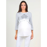 Polera Rayas  Con Crochet Gris