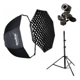 Kit Softbox Godox 120cm Grid C Colmeia Octabox Luz Contínua