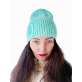 Gorro Mujer Tejido A Mano (nuevo) Color Turquesa Beanie