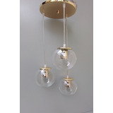 Colgante Dorado Brillante 3 Luces Globos Vidrio Transp. Ø18