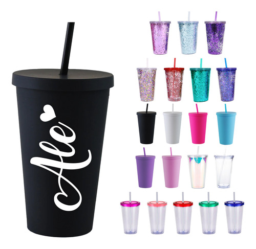 Paquete 25 Vasos Con Popote Personalizados Envio Gratis