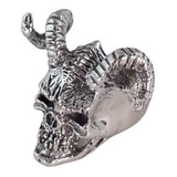 Anillo De Calavera Con Cuernos De Plata Ley .925 P Hombre