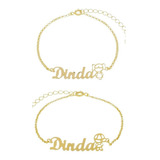 Pulseira Madrinha Dinda Menino/menina Banhada A Ouro 18k