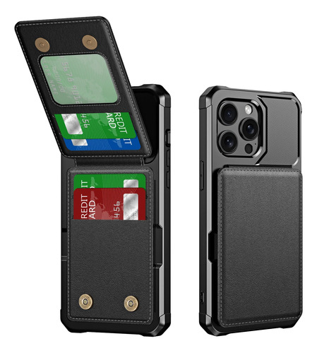 Capa Magnética De Couro Vertical Cards Solt Wallet Para Ipho