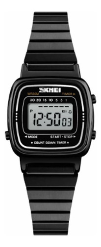 Reloj Skmei 1252 Pulsera Dama Regulable De Acero Negro
