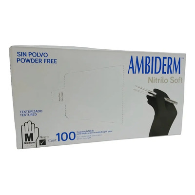 Guantes descartables antideslizantes Ambiderm Soft color negro talle M de nitrilo x 100 unidades | MercadoLibre