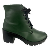 Coturno Verde Militar Com Salto 7,5cm Tratorado - Ully