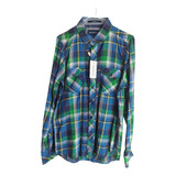 Camisa Cuadrille Verde Y Azul - Kevingston - Talle Xs