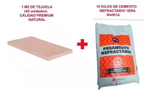 40 Tejuelas Refractarias Natural +1 Cemento Refractario =1m2