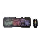 Kit Teclado Mouse Gamer Rgb Kt555 De Membrana Retroiluminado