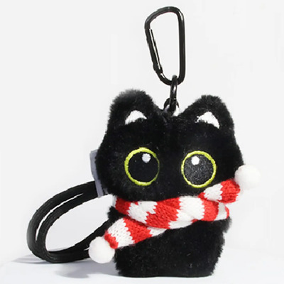 Llavero De Peluche Gato Bufanda Moda Adorable Para Mochila