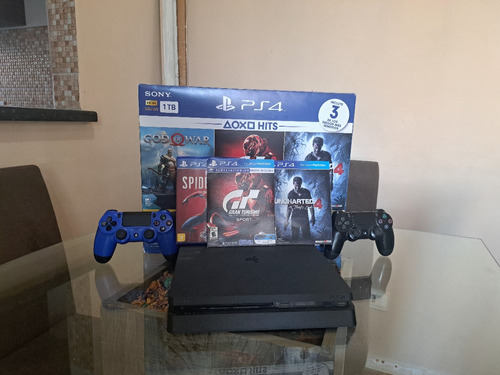 Ps4 Slim 1tb + 2 Controles + 3 Jogos Usado