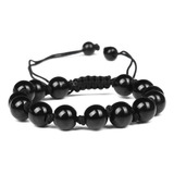 Pulsera Cuarzo Onix Nudos Tejida + Estuche Gamushop