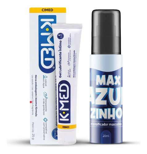 Kit Gel Lubrificante Íntimo Kmed Max Azulzinho Spray Lafasex